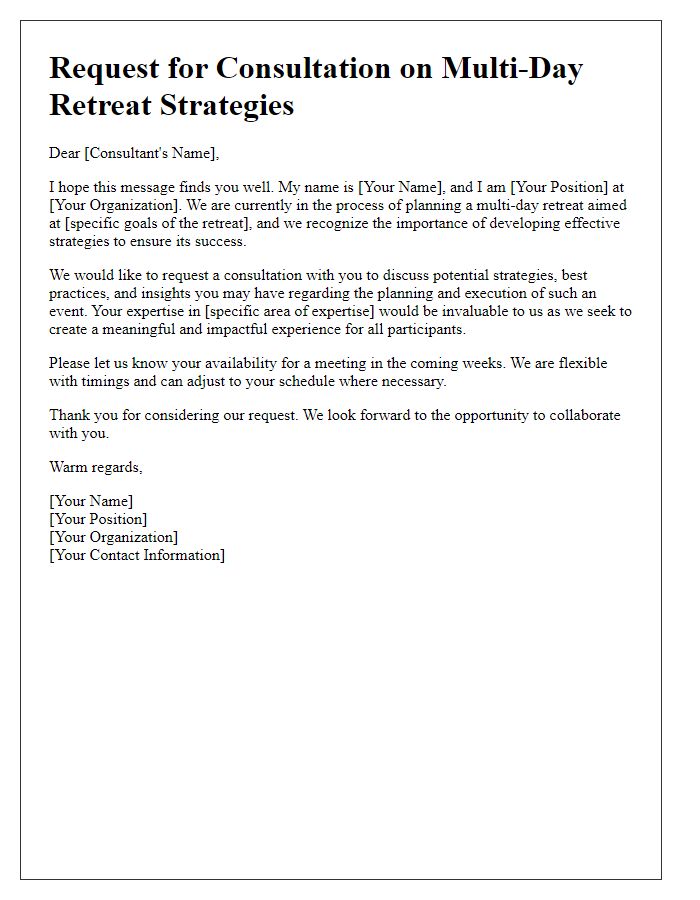 Letter template of request for consultation on multi-day retreat strategies