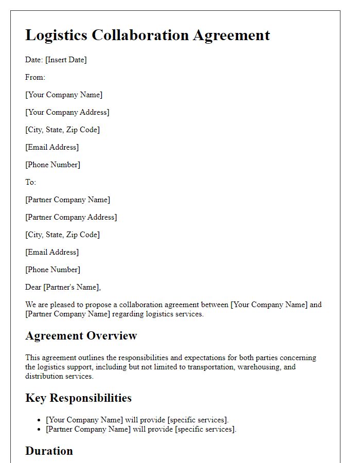 Letter template of logistics collaboration agreement