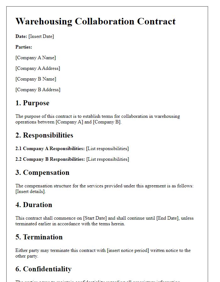 Letter template of warehousing collaboration contract