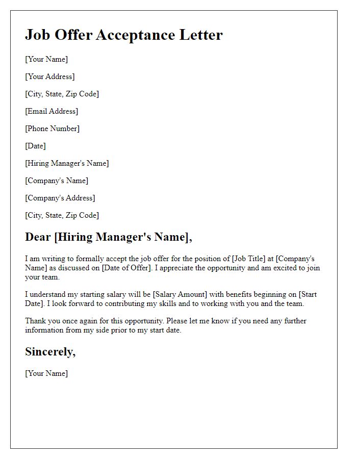 Letter template of transportation job offer acceptance