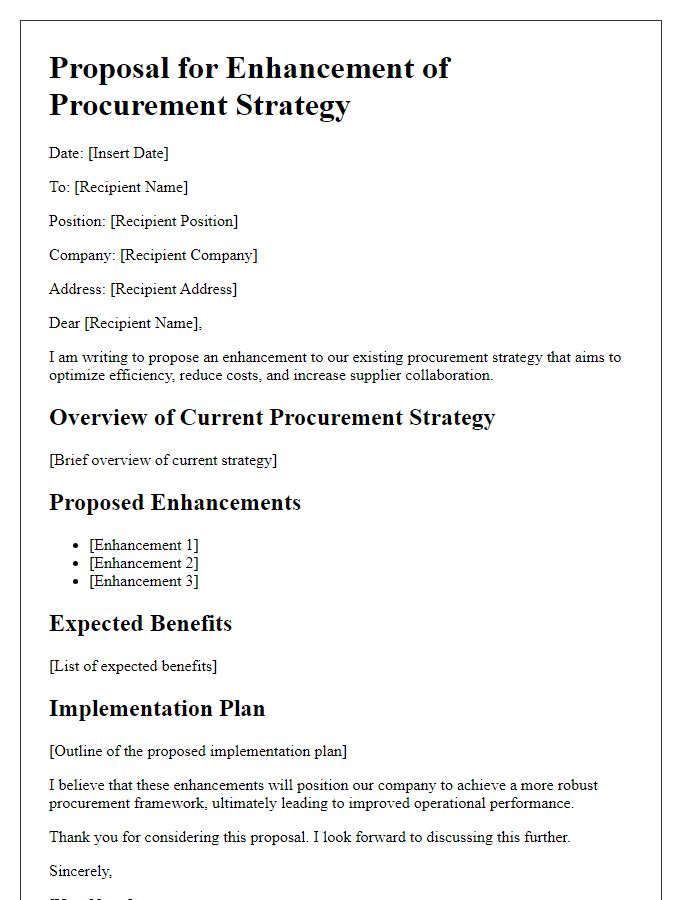 Letter template of procurement strategy enhancement proposal