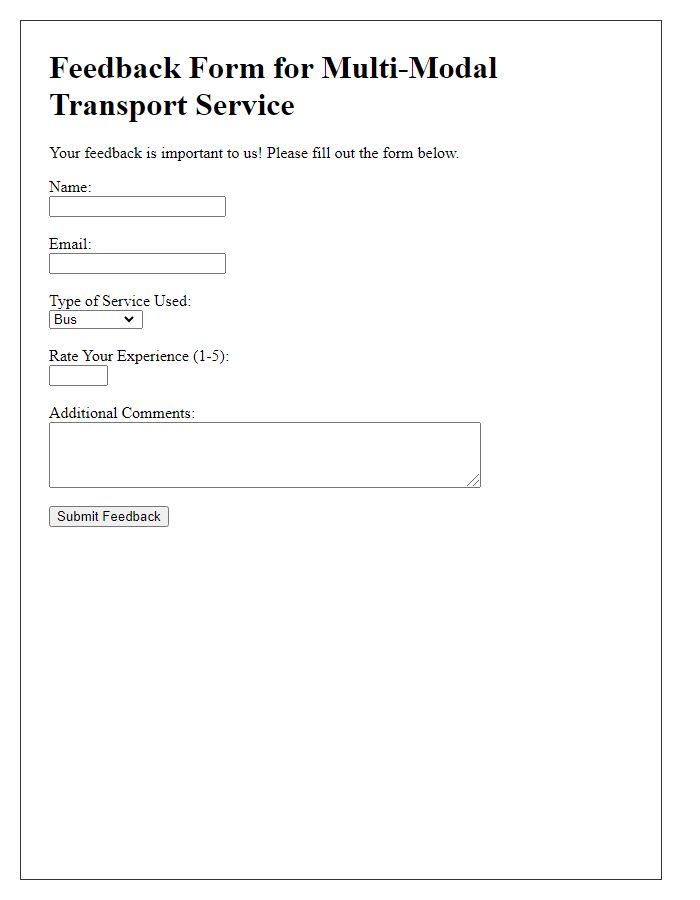 Letter template of multi-modal transport service feedback