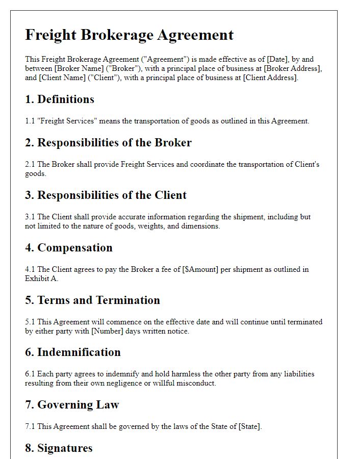 Letter template of Freight Brokerage Agreement for Large Scale Logistics Companies