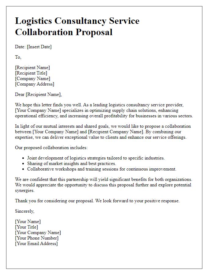 Letter template of logistics consultancy service collaboration proposal