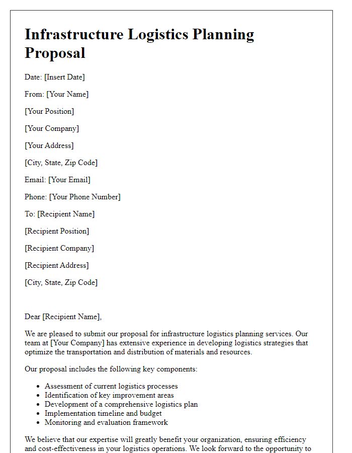 Letter template of infrastructure logistics planning proposal