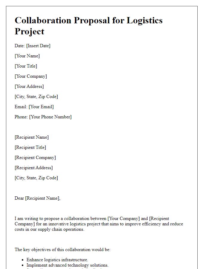 Letter template of collaboration proposal for a logistics project