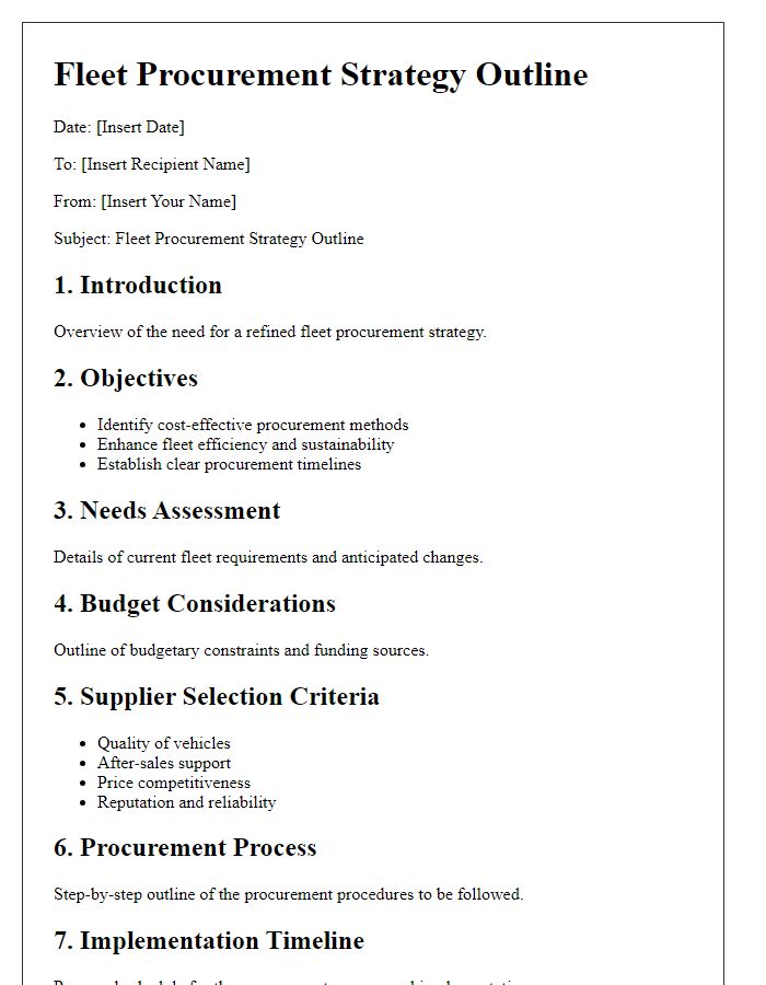 Letter template of fleet procurement strategy outline