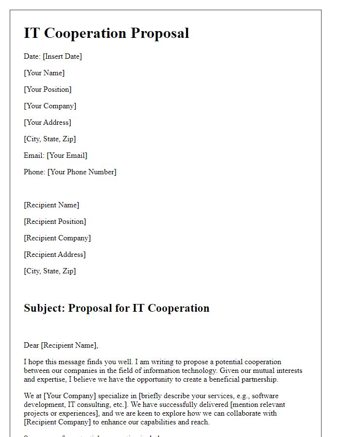 Letter template of IT cooperation proposal