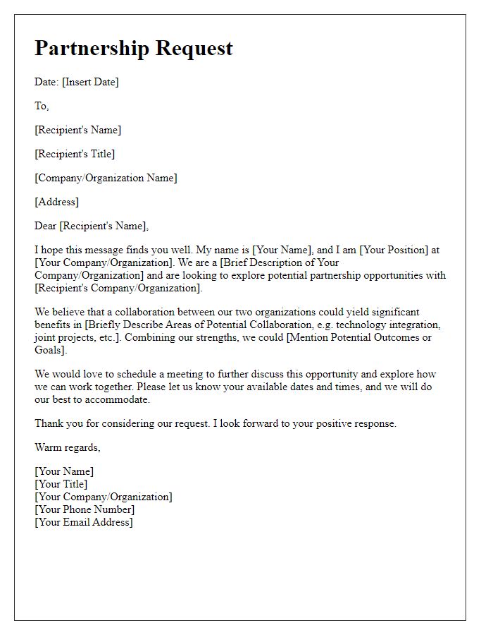 Letter template of tech partnership request