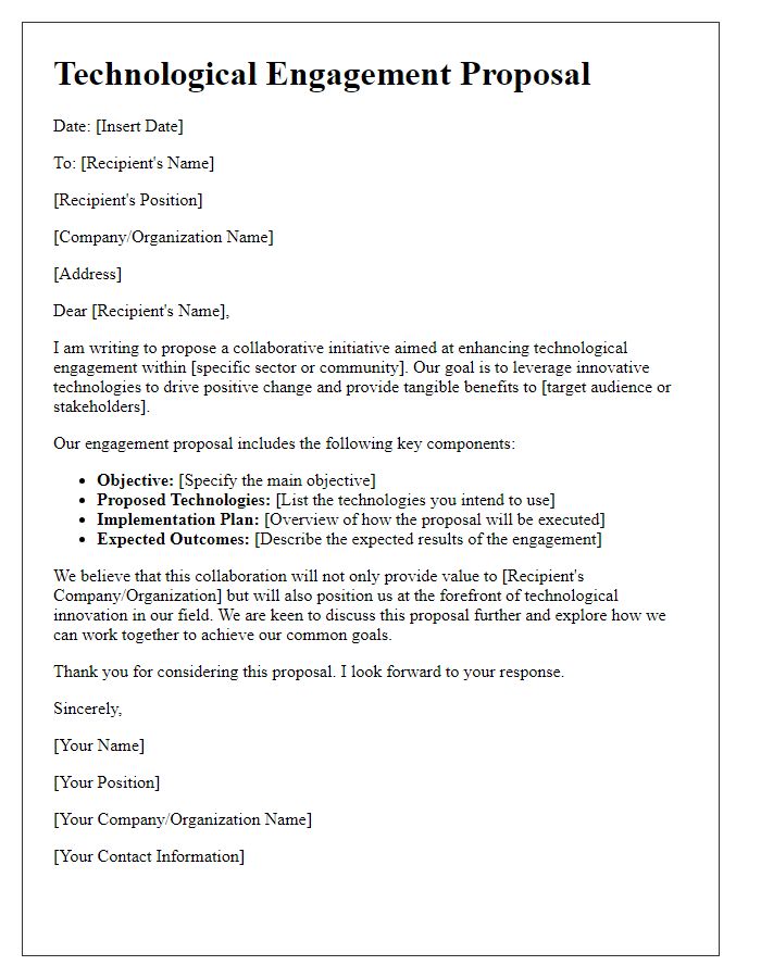 Letter template of technological engagement proposal