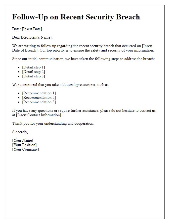 Letter template of security breach follow-up