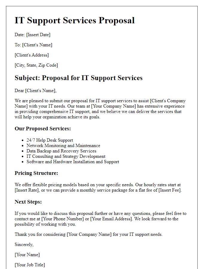 Letter template of IT support services proposal