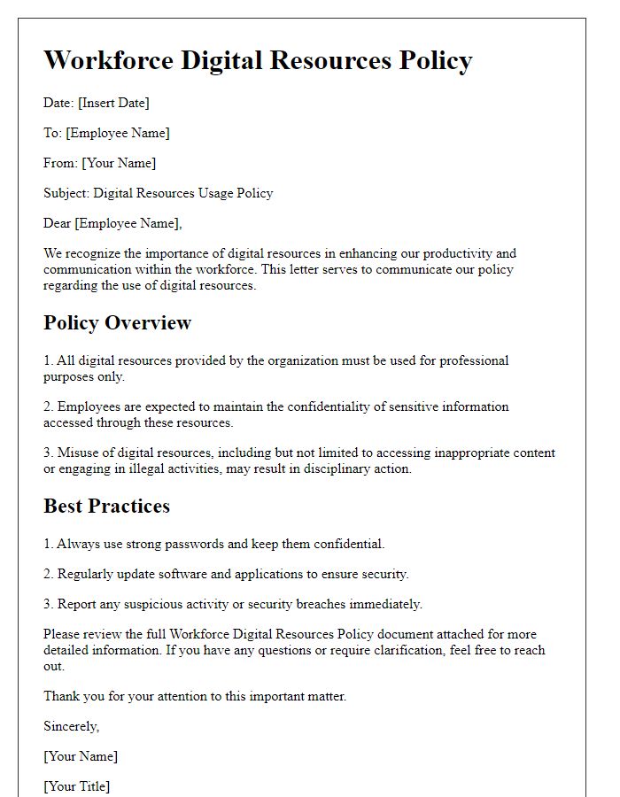 Letter template of workforce digital resources policy