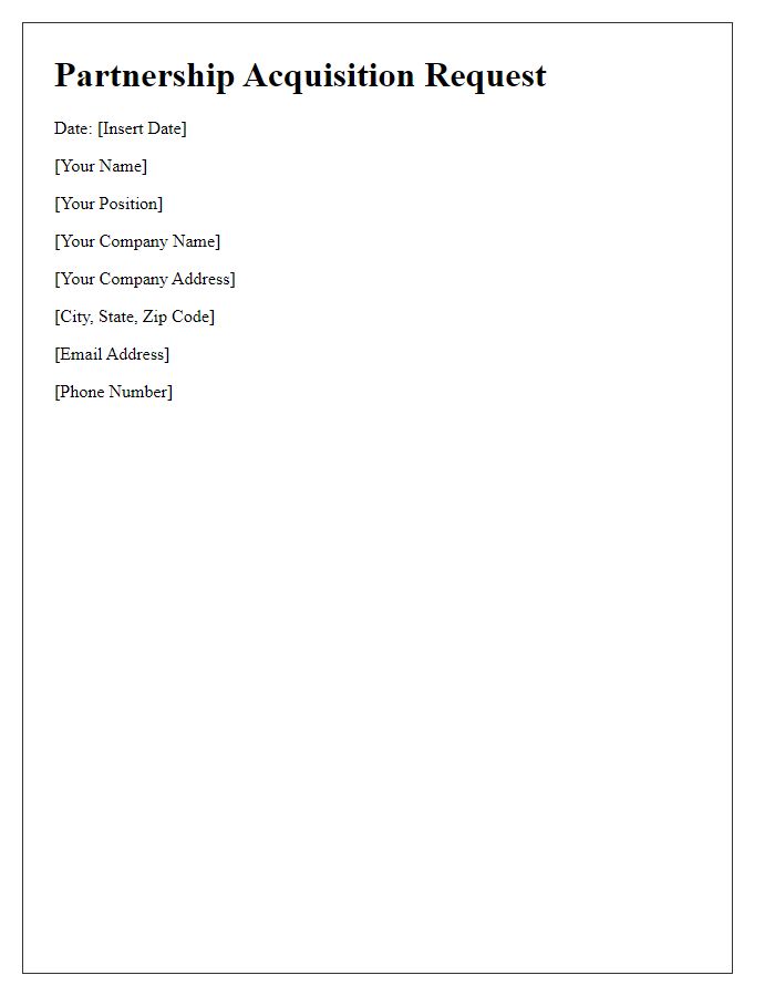 Letter template of partnership acquisition request for tech startups