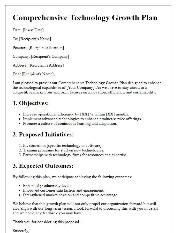 Letter template of comprehensive technology growth plan