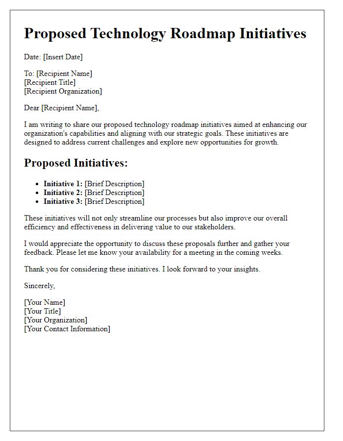 Letter template of proposed technology roadmap initiatives