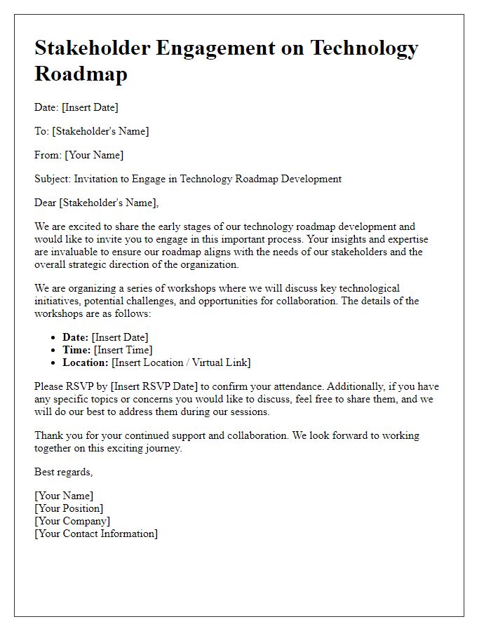 Letter template of stakeholder engagement on technology roadmap