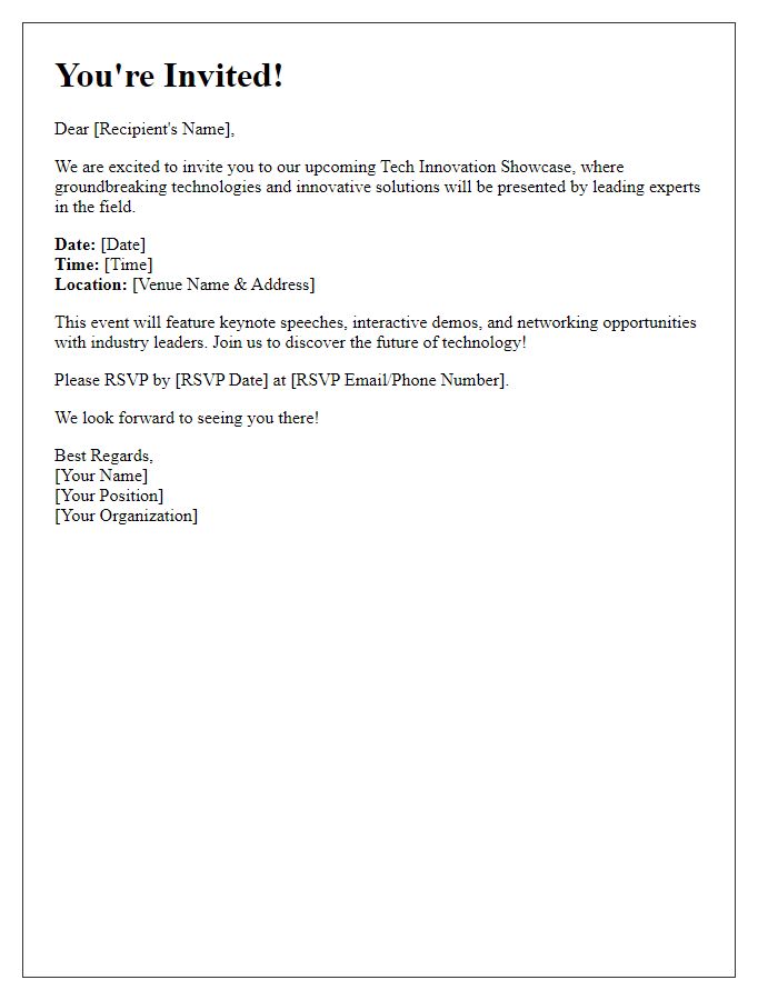 Letter template of invitation for tech innovation showcase event