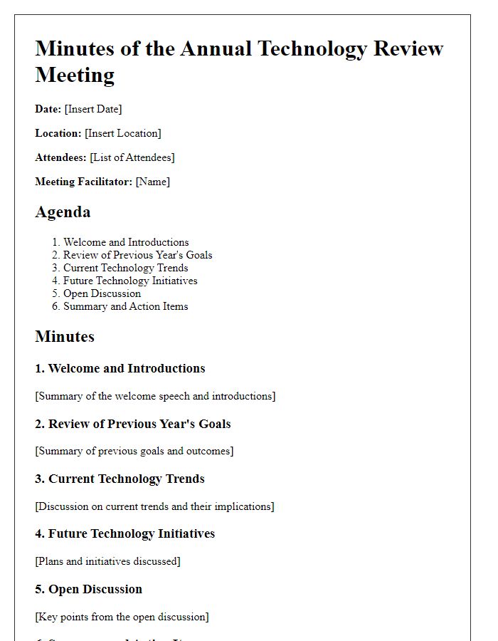 Letter template of minutes from annual technology review meeting