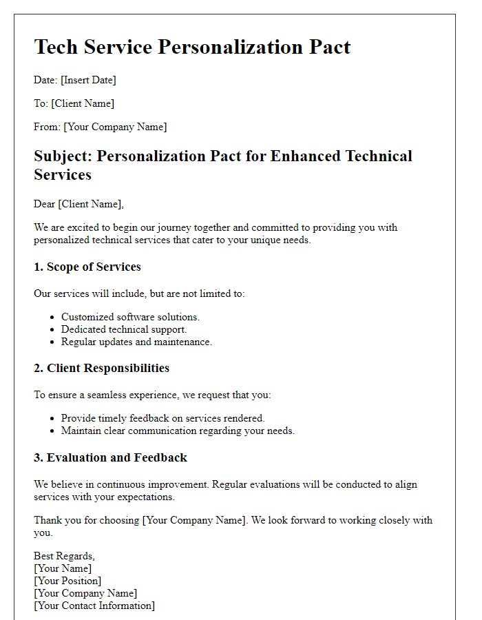 Letter template of tech service personalization pact