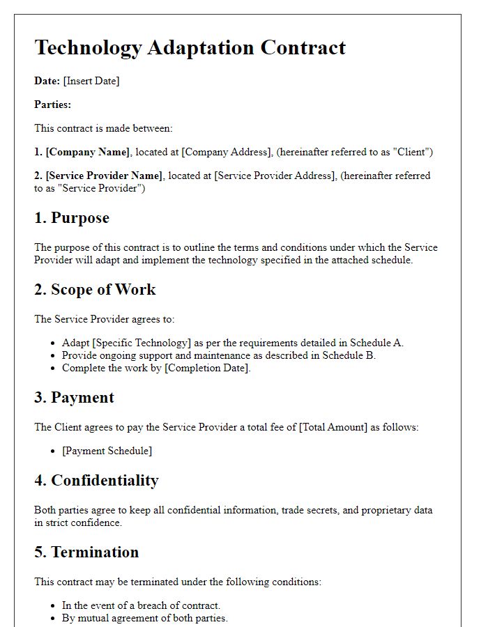 Letter template of technology adaptation contract