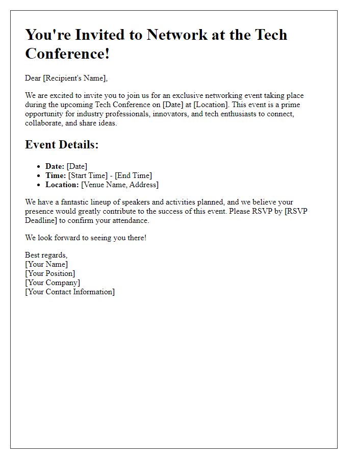 Letter template of tech conference networking invitation