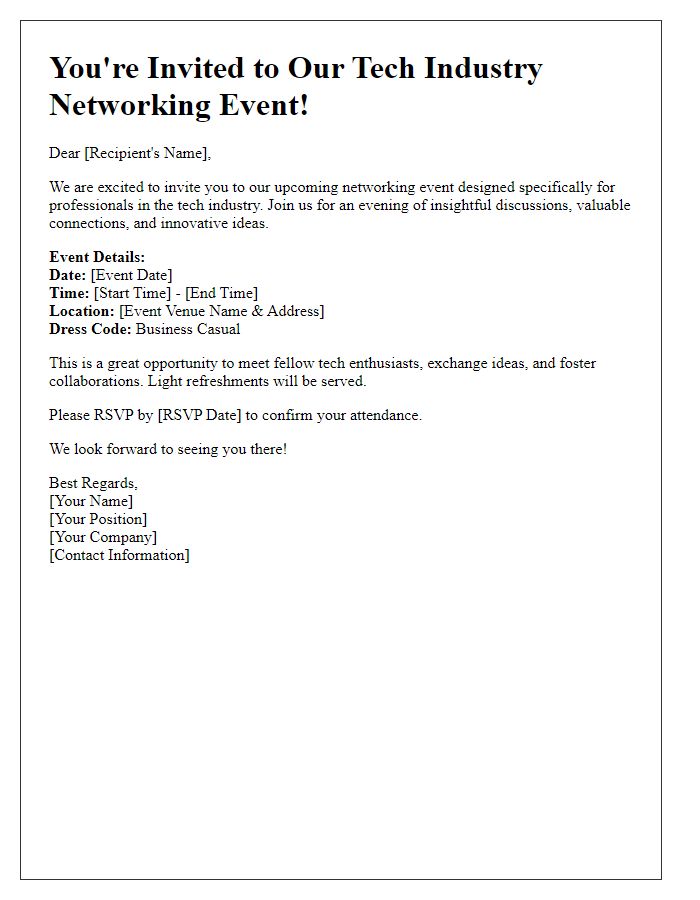 Letter template of tech industry networking event invitation