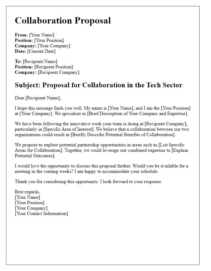 Letter template of tech sector collaboration proposal