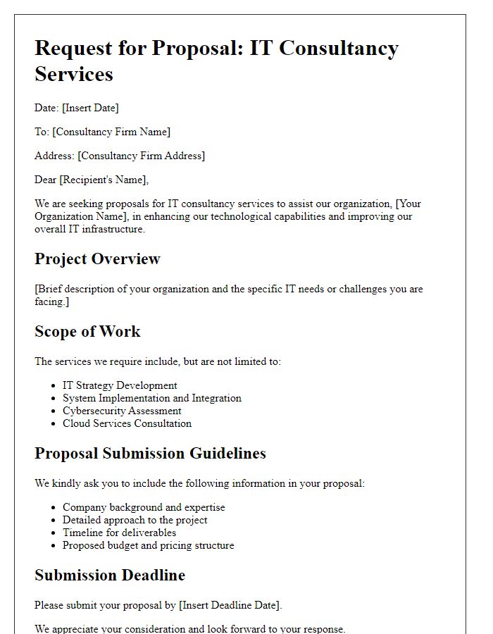 Letter template of IT consultancy services proposal request