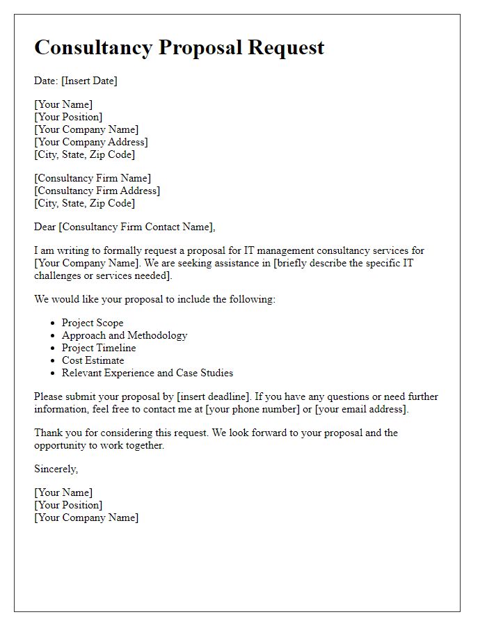 Letter template of IT management consultancy proposal request