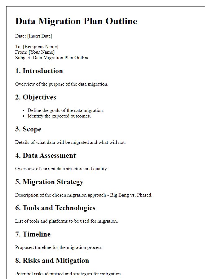 Letter template of data migration plan outline