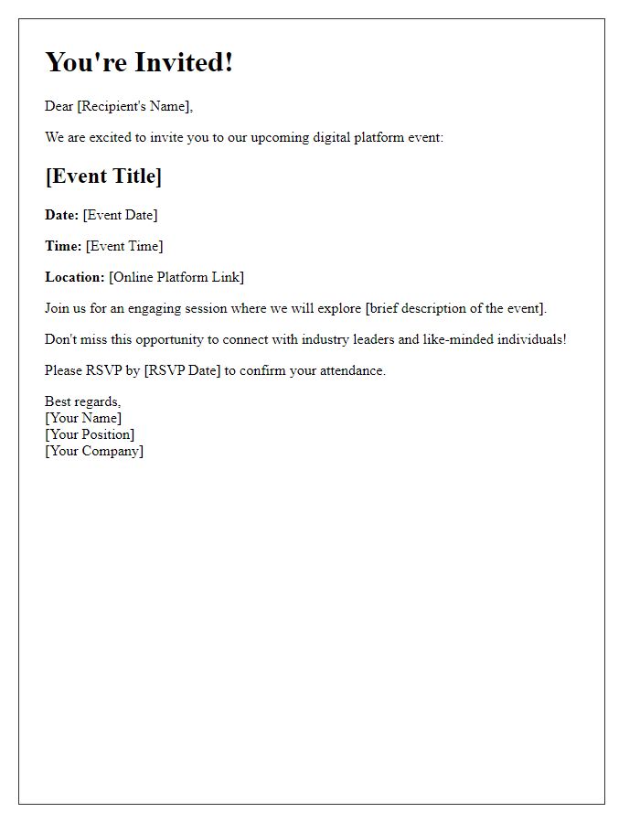 Letter template of digital platform event invitation