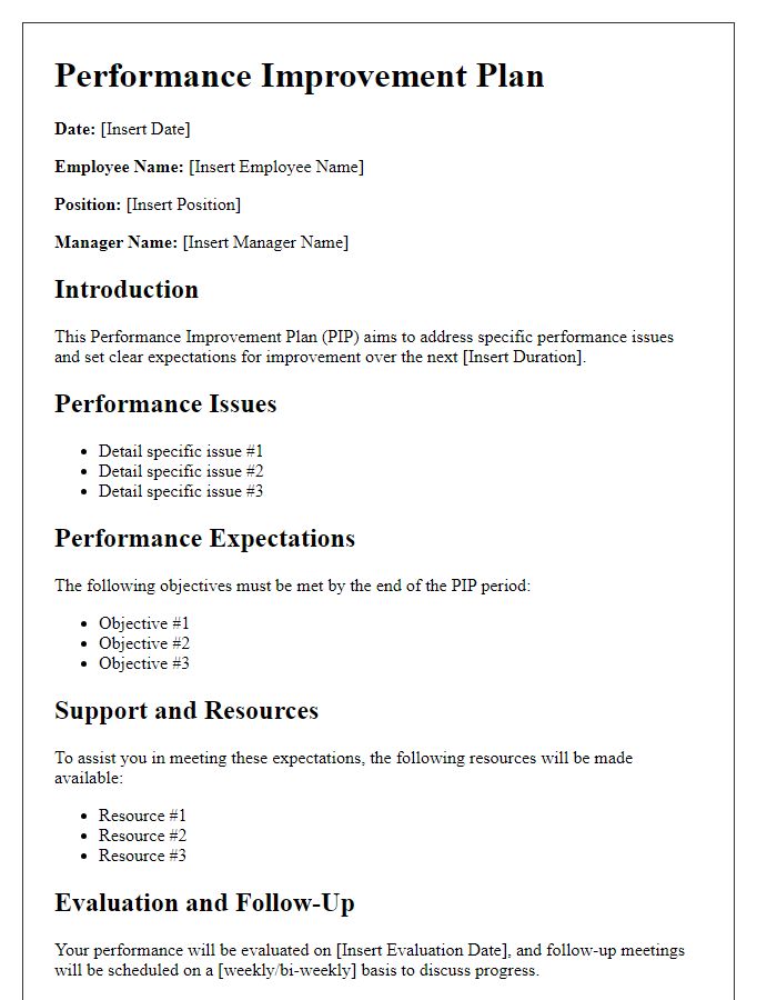 Letter template of Performance Improvement Plan for Remote Workers