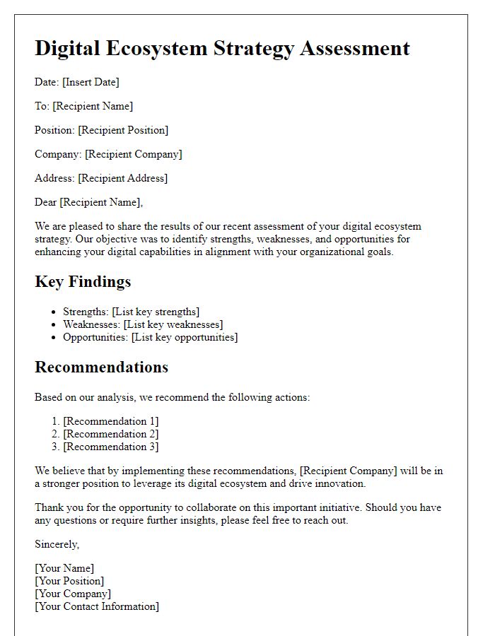 Letter template of digital ecosystem strategy assessment