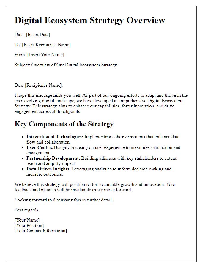 Letter template of digital ecosystem strategy overview