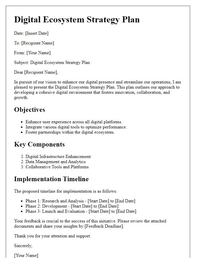 Letter template of digital ecosystem strategy plan