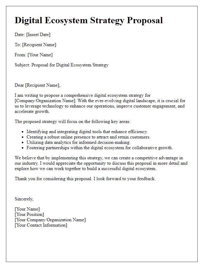 Letter template of digital ecosystem strategy proposal