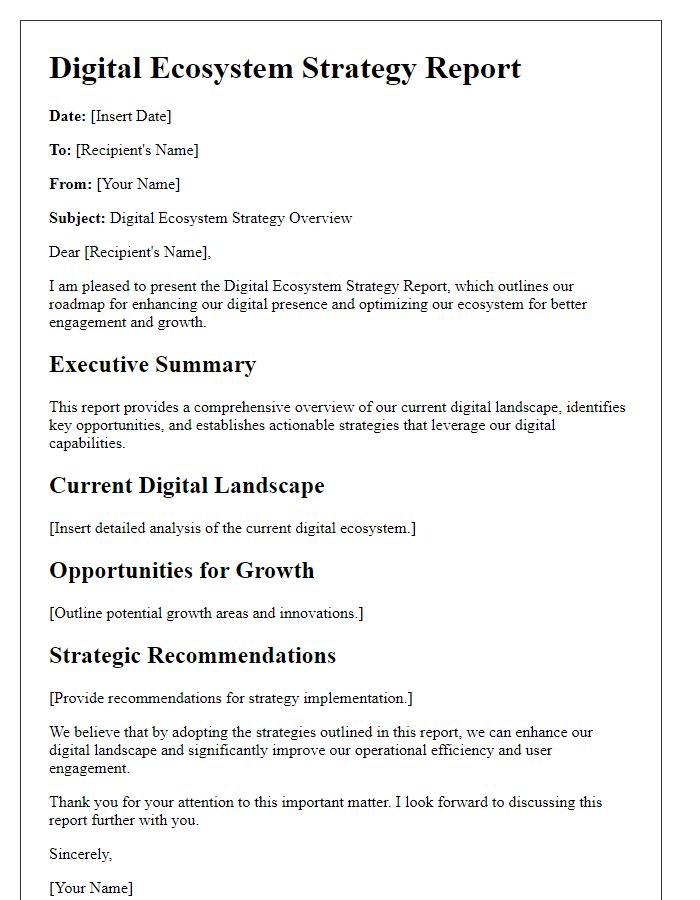 Letter template of digital ecosystem strategy report