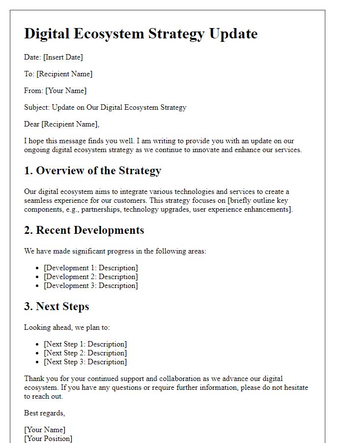 Letter template of digital ecosystem strategy update