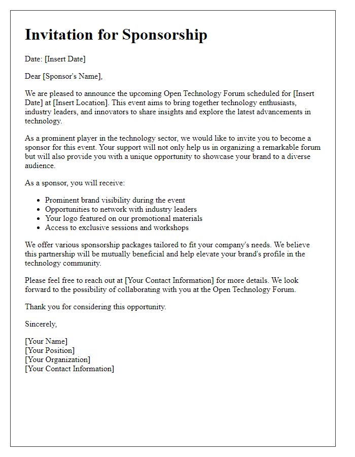 Letter template of sponsorship invitation for open technology forum