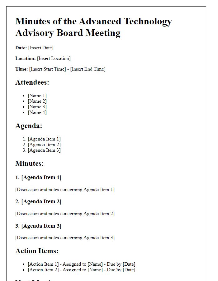 Letter template of minutes from advanced technology advisory board meeting