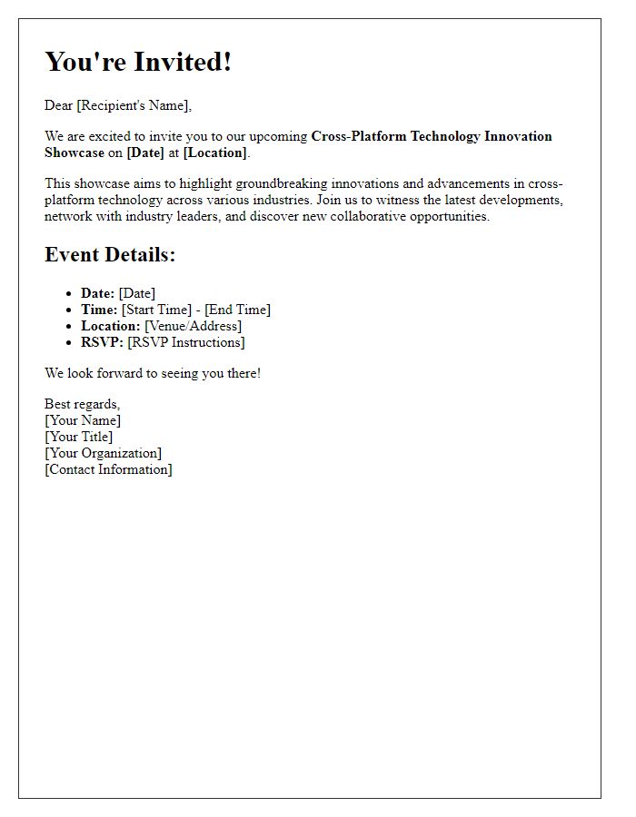 Letter template of Invitation to Cross-Platform Technology Innovation Showcase