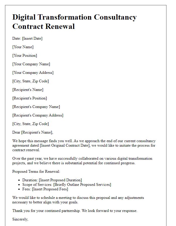 Letter template of digital transformation consultancy contract renewal