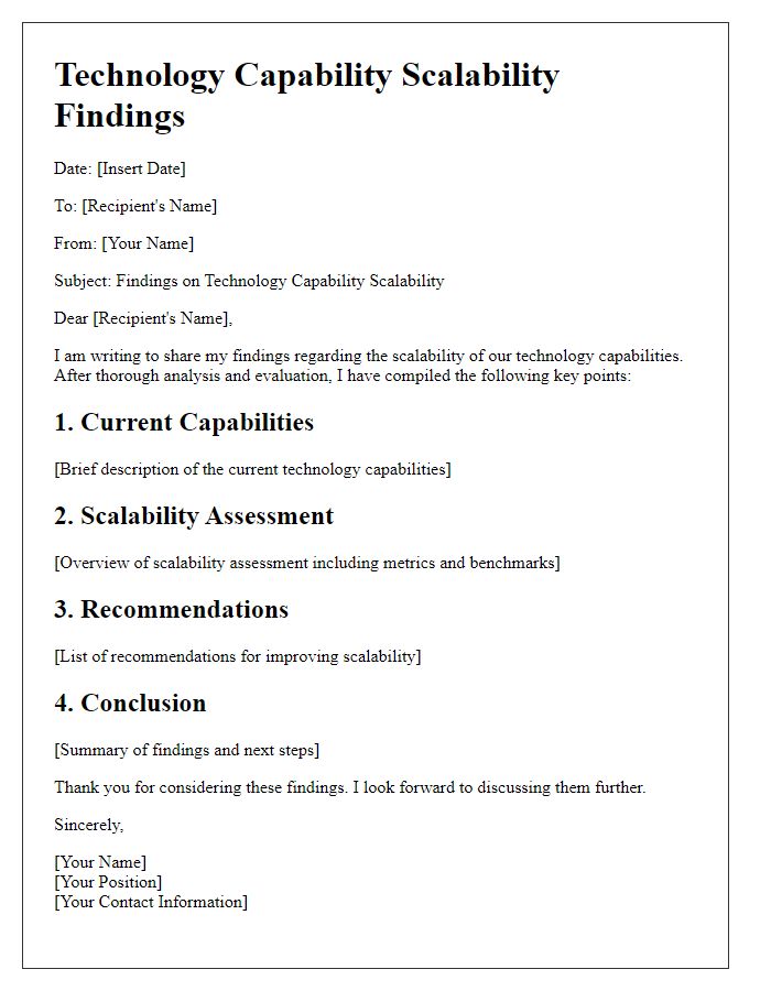 Letter template of technology capability scalability findings