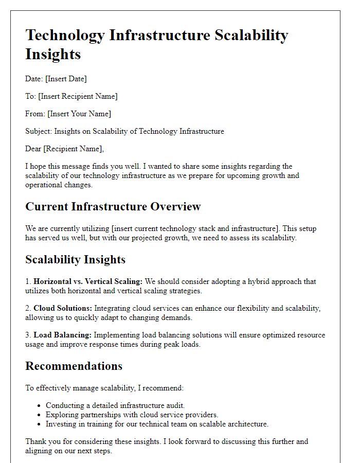 Letter template of technology infrastructure scalability insights