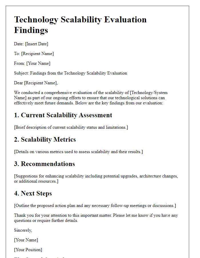 Letter template of technology scalability evaluation findings