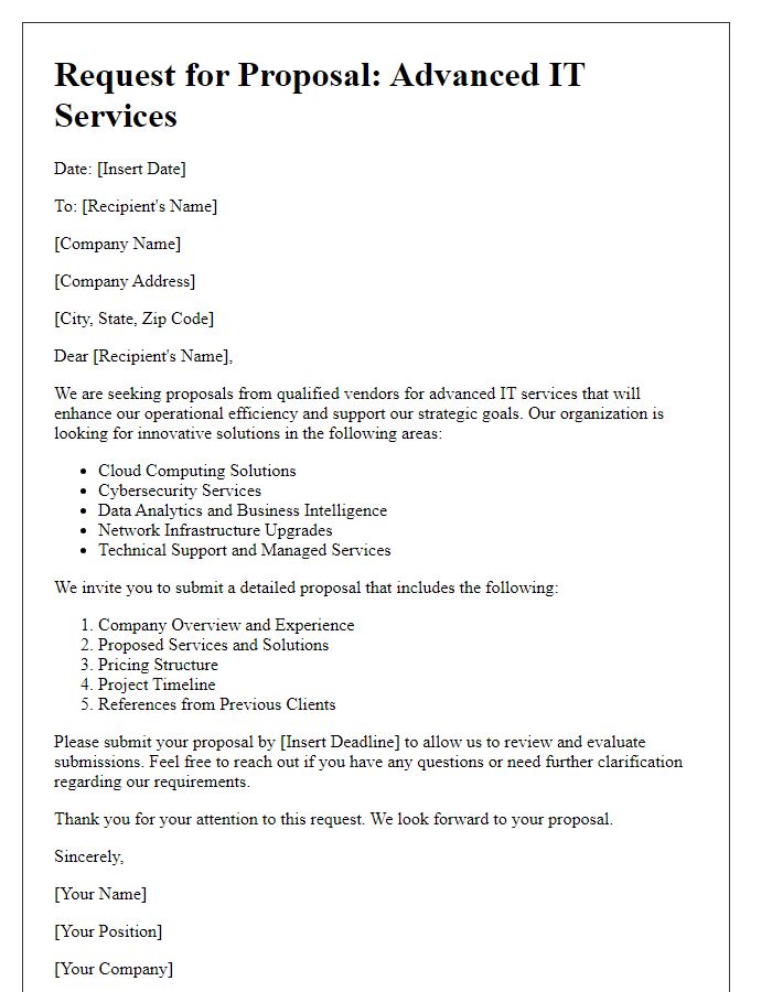 Letter template of request for advanced IT service proposals