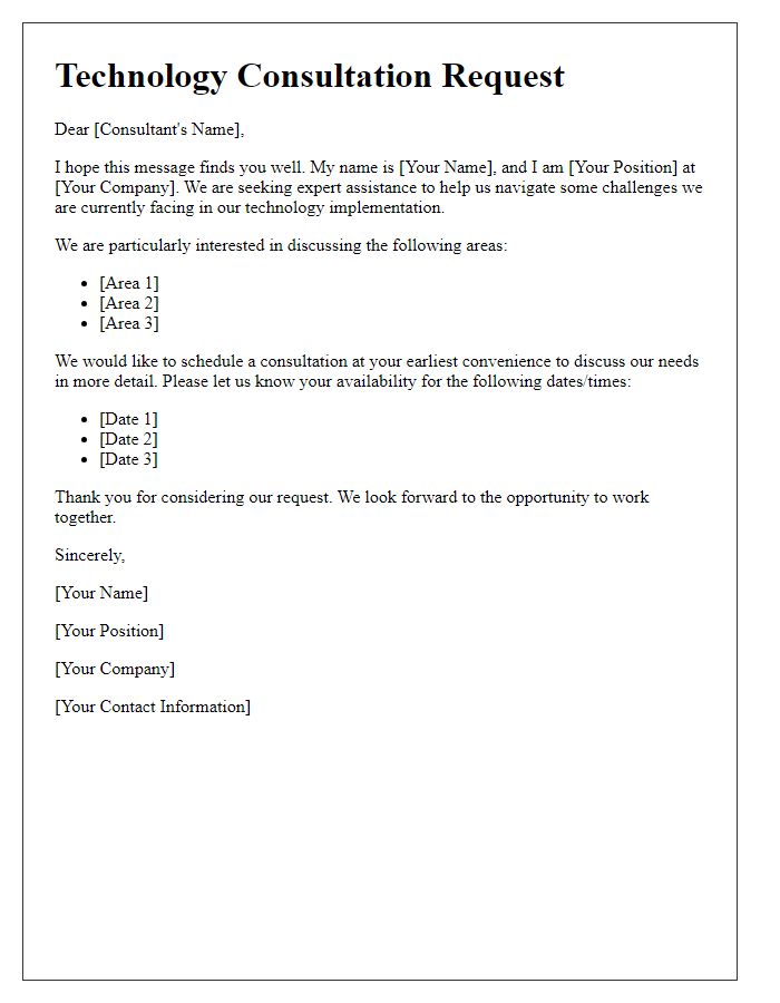 Letter template of technology consultation request