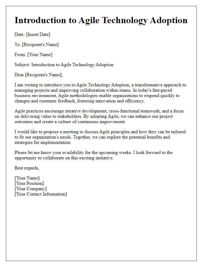 Letter template of Introduction to Agile Technology Adoption