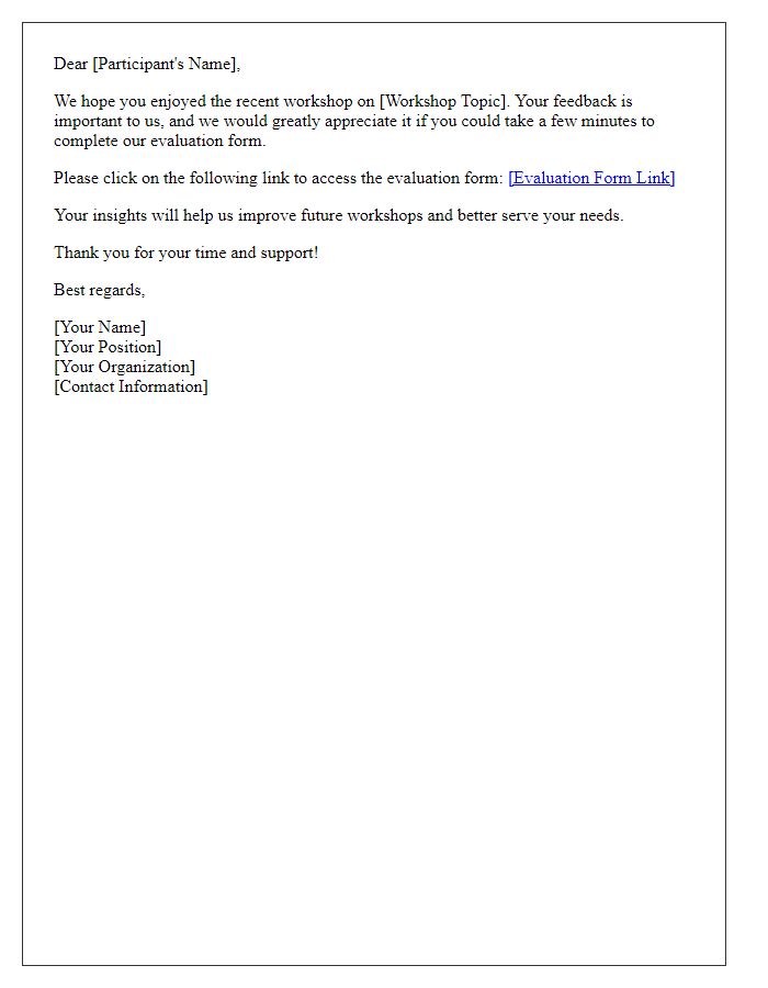Letter template of workshop evaluation reminder